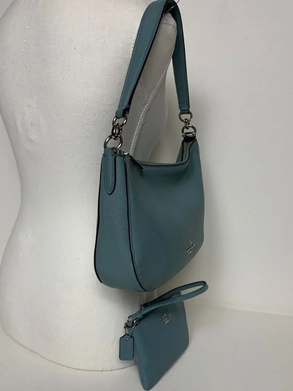 Coach blue leather shoulder bag